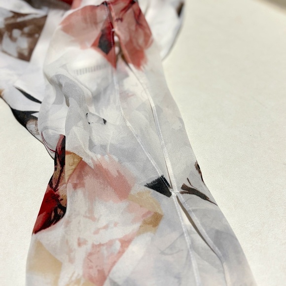 White House Black Market Women Long Split Sleeve Blouse Sz 12 Romantic Date - Picture 6 of 13